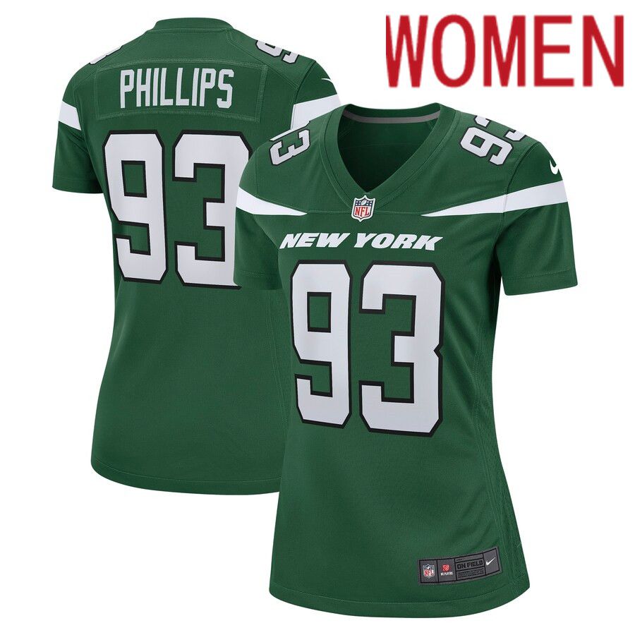 Cheap Women New York Jets 93 Kyle Phillips Nike Gotham Green Game Player NFL Jersey